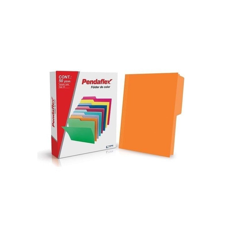 Folder manila tamaño carta. Color naranja. Caja con 50 piezas.